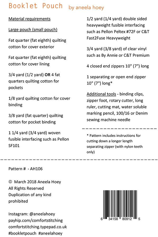 Booklet Pouch Paper Pattern